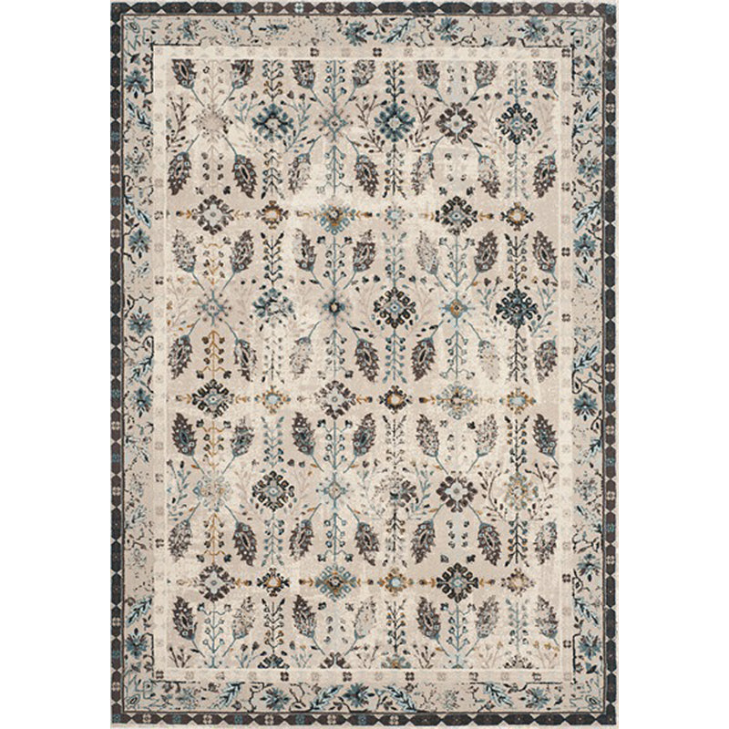 BowLift | Retro Floral Pattern Rug Gray Multicolor Classical Rug Polyester Washable Non-Slip Back Rug for Living Room