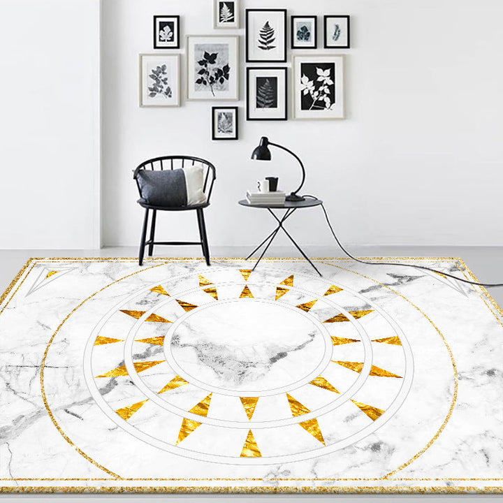 Modern marble surface pattern rug White and Black Polyester rug Machine washable Non-slip rug for the bedroom | Bowlift