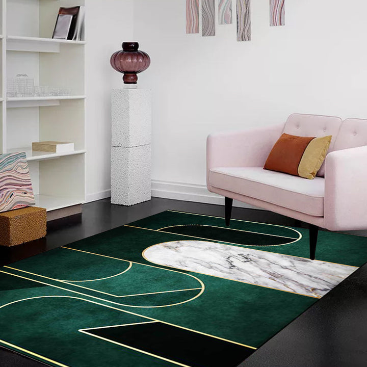 BowLift | Green Novelty Carpet Polyester Marble Surface Pattern Carpet Washable Non-Slip Underlay Area Rug for the Living Room