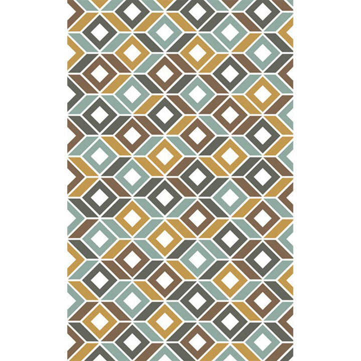 Yellow and Teal Bedroom Rug Modern Geometry Diamond Pattern Area Rug Polyester Non-Slip Back Rug | Bowlift