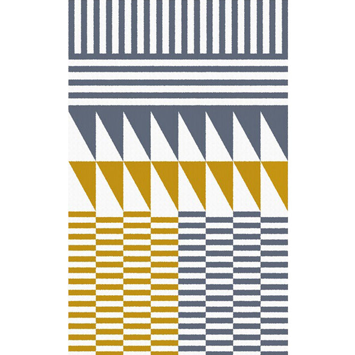 Yellow and gray bedroom rug Modern Geometry Triangle Stripe Pattern Rug Polyester Stain Resistant Rug | Bowlift