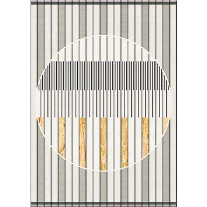Modern rug for the living room in gray geometric circle stripe print rug polyester stain-resistant rug for the area | Bowlift