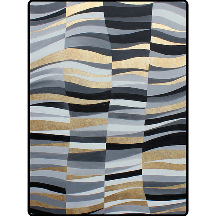 BowLift | Minimalistic Novelty Rug in Gray Geometric Lines Pattern Rug Polyester Machine Washable Rug for Home Decoration
