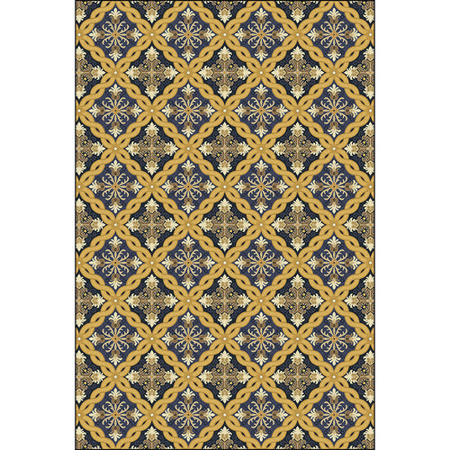 Moroccan living room rug in yellow floral chain pattern rug polyester pet-friendly non-slip area rug | Bowlift