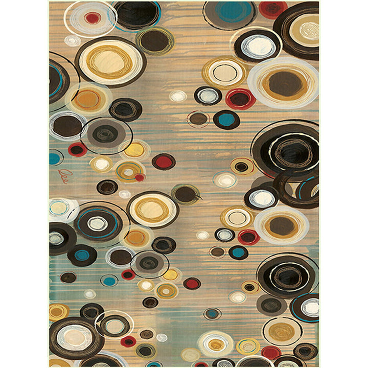 Modern rug for the living room in brown abstract circle print rug Polyester non-slip pet-friendly rug | Bowlift