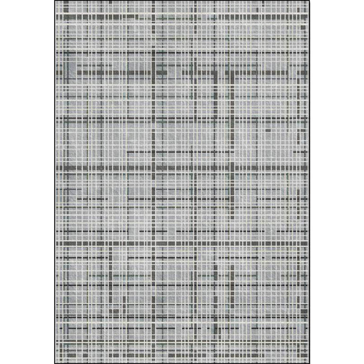 Gray Novelty Rug Polyester Checkered Pattern Rug Washable Non-Slip Back Rug for Living Room | Bowlift