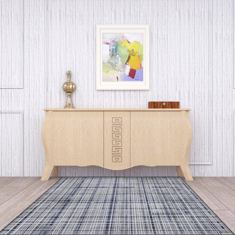 Gray Novelty Rug Polyester Checkered Pattern Rug Washable Non-Slip Back Rug for Living Room | Bowlift