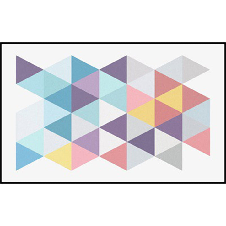 Modern living room rug in white geometric triangle pattern Rug Polyester non-slip washable rug | Bowlift