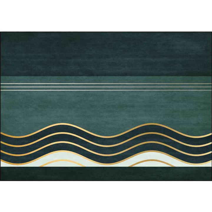 Green contemporary carpet polyester swirl stripe pattern carpet washable non-slip backing carpet for the living room | Bowlift