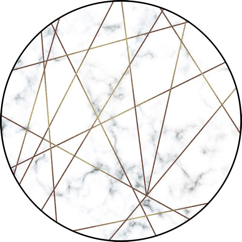 Modern living room rug in white with geometric marble line print rug polyester machine washable area rug | Bowlift