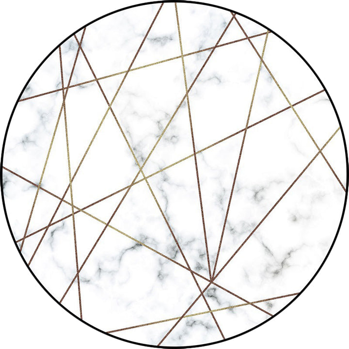 Modern living room rug in white with geometric marble line print rug polyester machine washable area rug | Bowlift