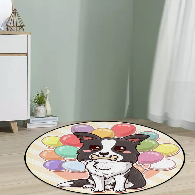 BowLift | Beautiful children's carpet in pink and yellow animal dog banana balloon pattern carpet polyester washable carpet for the children's room