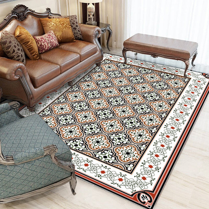 Persian Moroccan Carpet in Brown Geometric Floral Pattern Carpet Polyester Non-Slip Back Carpet for Home Decor | Bowlift