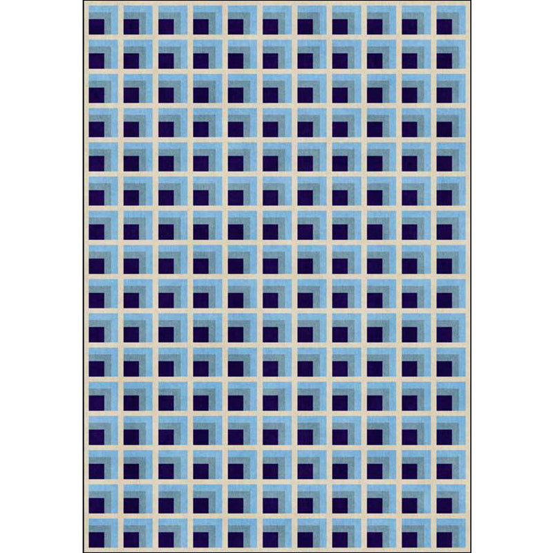 Modern checkered pattern rug Green and Blue Polyester rug Machine washable Non-slip area rug for bedroom | Bowlift