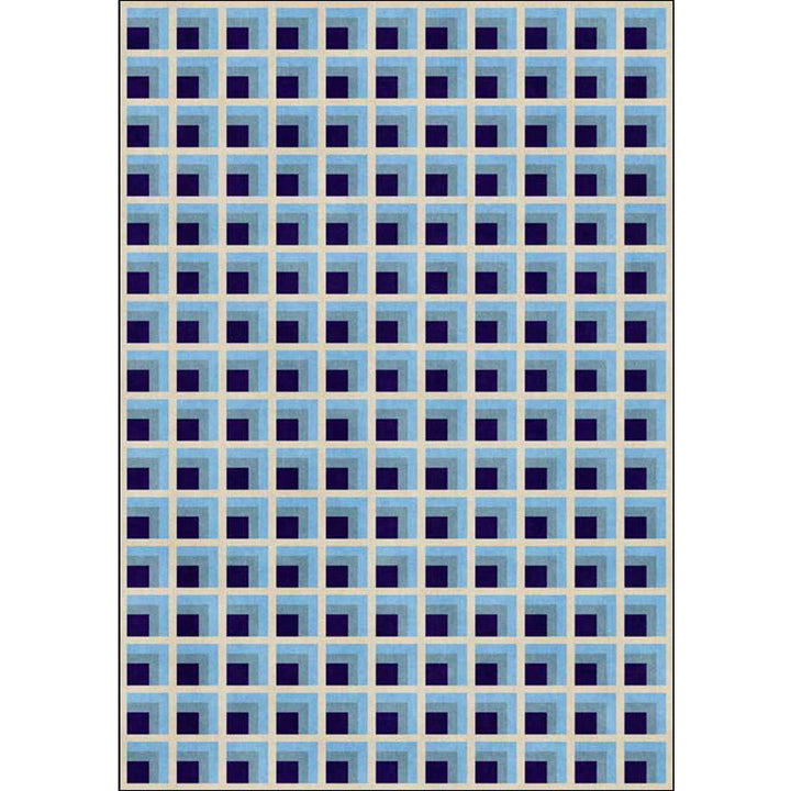 Modern checkered pattern rug Green and Blue Polyester rug Machine washable Non-slip area rug for bedroom | Bowlift
