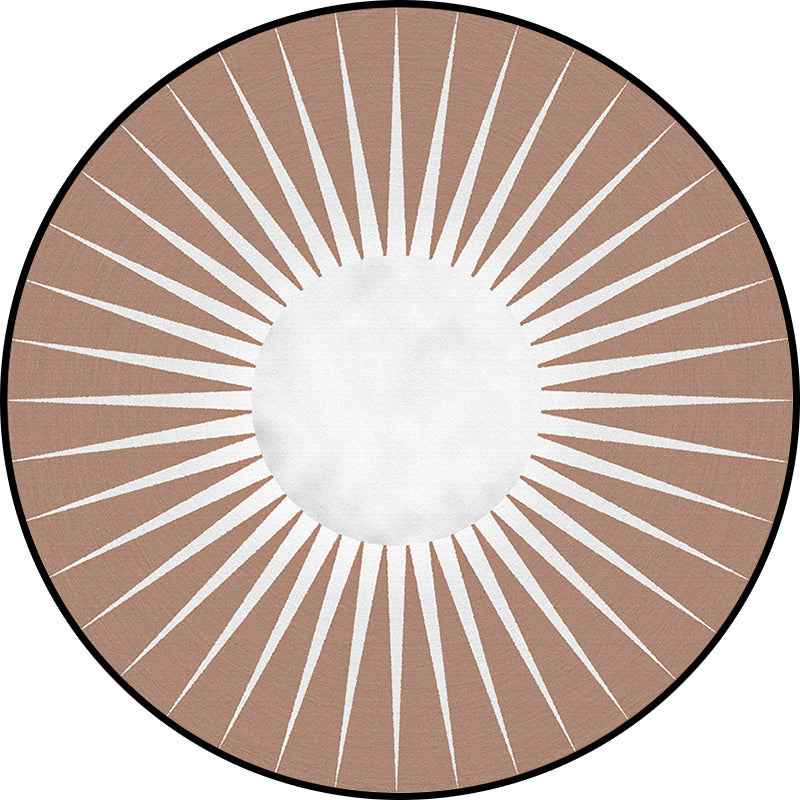 Funky Radial Pattern Rug Brown and Yellow Modern Rug Polyester Washable Non-slip Mat Rug for Living Room | Bowlift