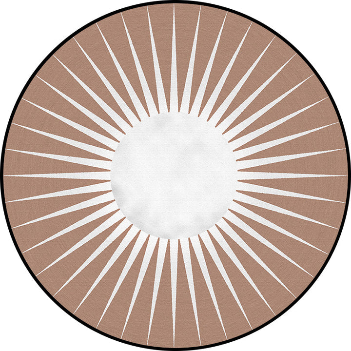 Funky Radial Pattern Rug Brown and Yellow Modern Rug Polyester Washable Non-slip Mat Rug for Living Room | Bowlift