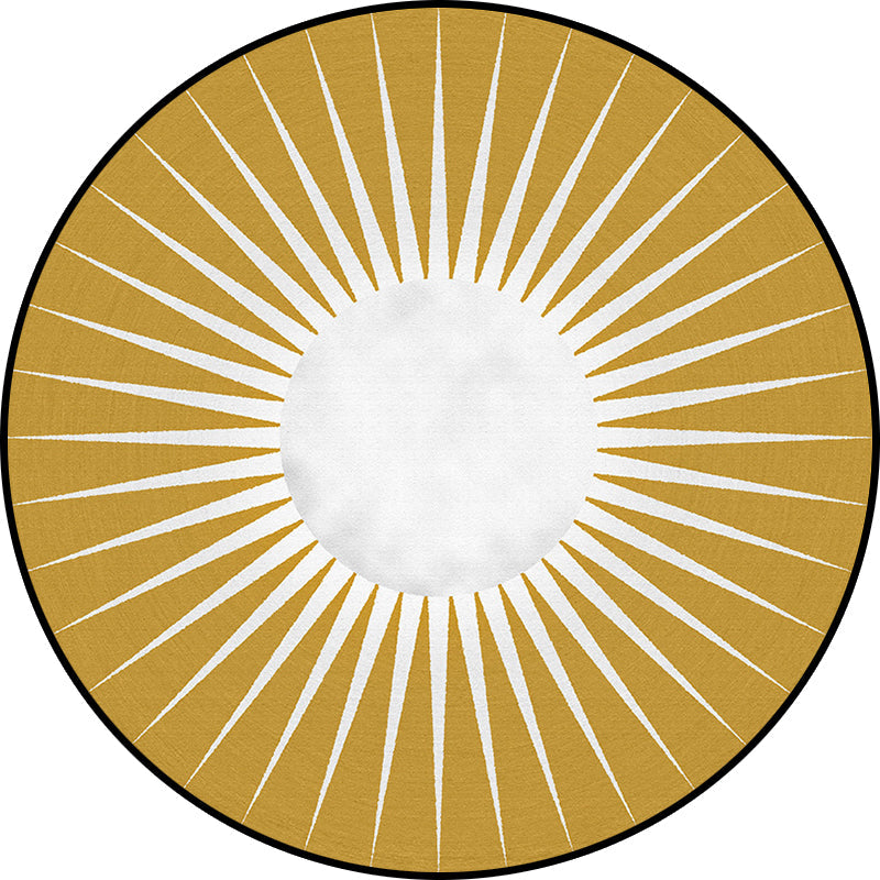 Funky Radial Pattern Rug Brown and Yellow Modern Rug Polyester Washable Non-slip Mat Rug for Living Room | Bowlift