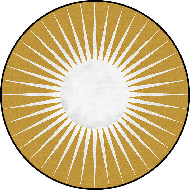 Funky Radial Pattern Rug Brown and Yellow Modern Rug Polyester Washable Non-slip Mat Rug for Living Room | Bowlift