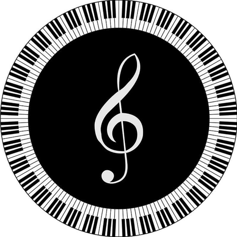 Black-white modern rug polyester note and piano pattern rug washable non-slip backing rug for the living room | Bowlift