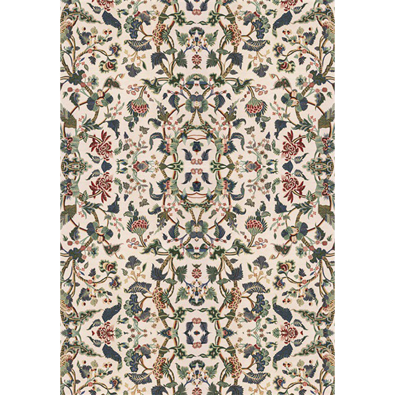 BowLift | Retro Floral Pattern Carpet Light Yellow Classic Carpet Polyester Washable Non-Slip Back Carpet for Living Room