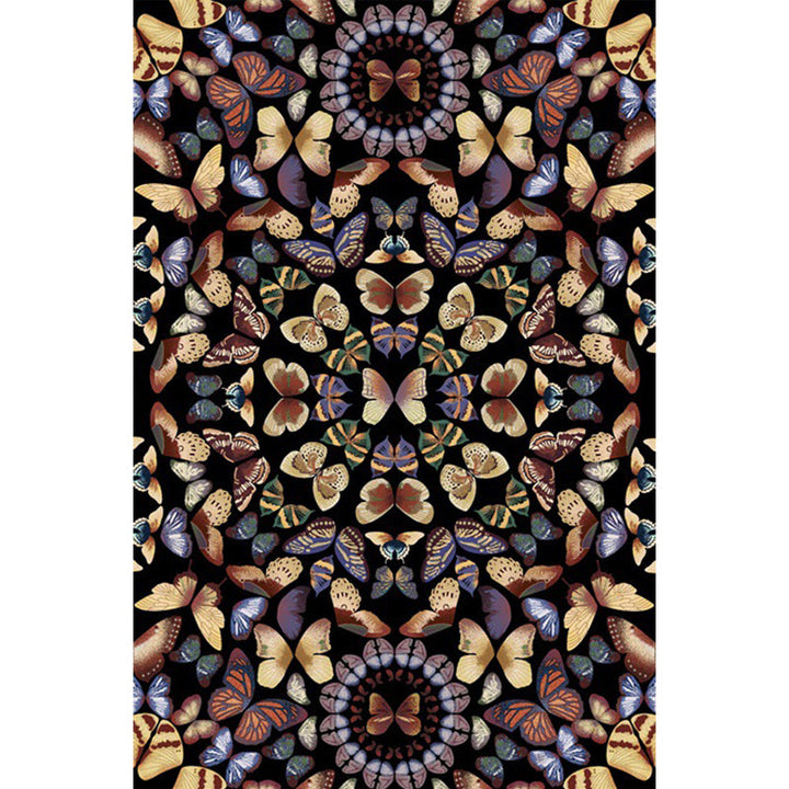 BowLift | Black and White Vintage Carpet Polyester Butterfly Pattern Carpet Washable Non-Slip Back Carpet for Living Room