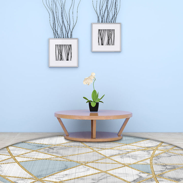 Stylish geometric patterned rug White and Pink Nordic rug Polyester Washable Non-slip back Rug for living room | Bowlift