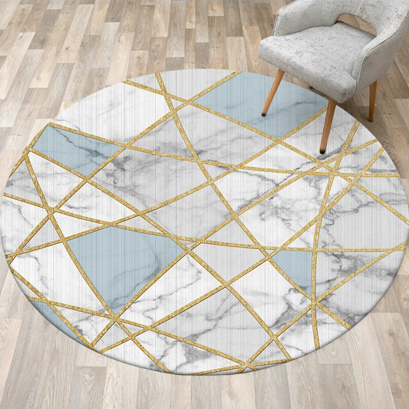 Stylish geometric patterned rug White and Pink Nordic rug Polyester Washable Non-slip back Rug for living room | Bowlift