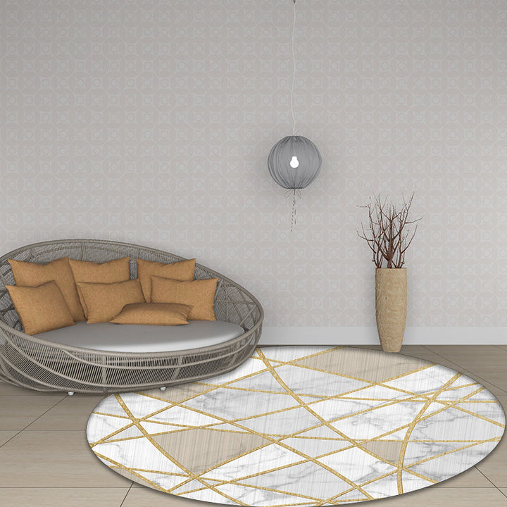 Stylish geometric patterned rug White and Pink Nordic rug Polyester Washable Non-slip back Rug for living room | Bowlift