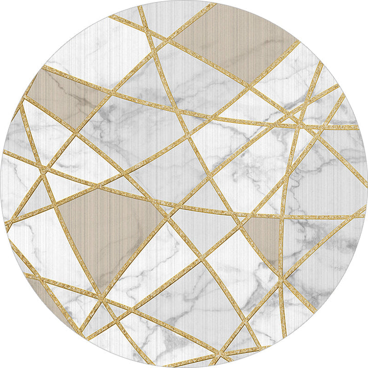 Stylish geometric patterned rug White and Pink Nordic rug Polyester Washable Non-slip back Rug for living room | Bowlift