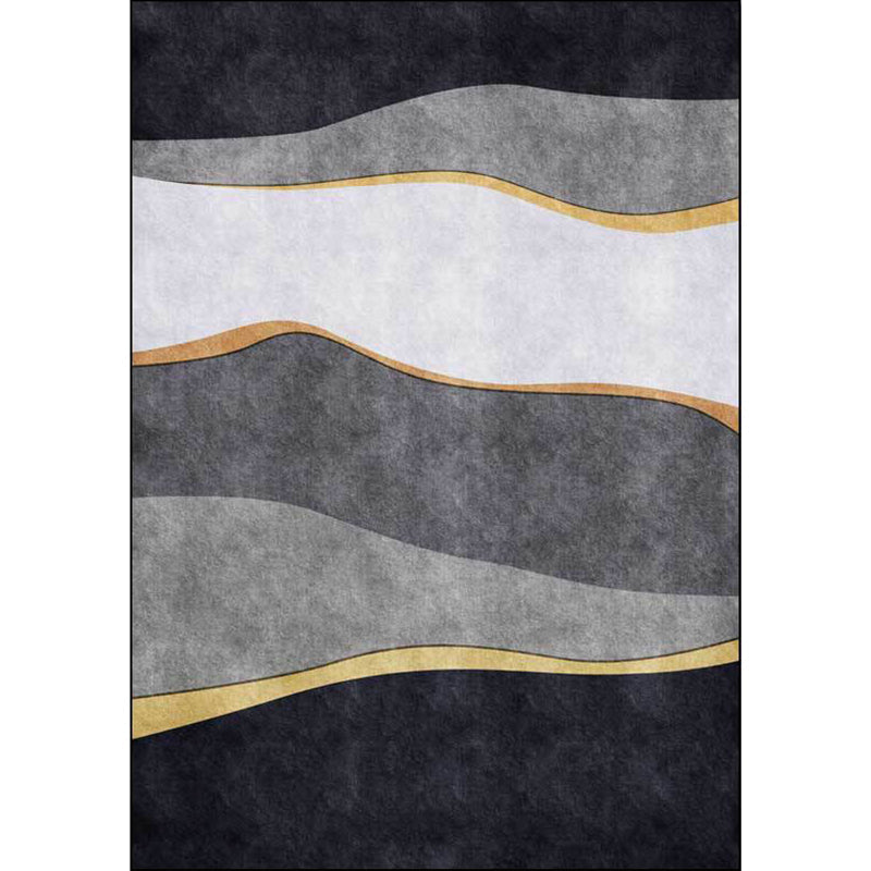 Unique color block rug Black and Gray Modern rug Polyester Washable Non-slip backing Rug for the living room | Bowlift