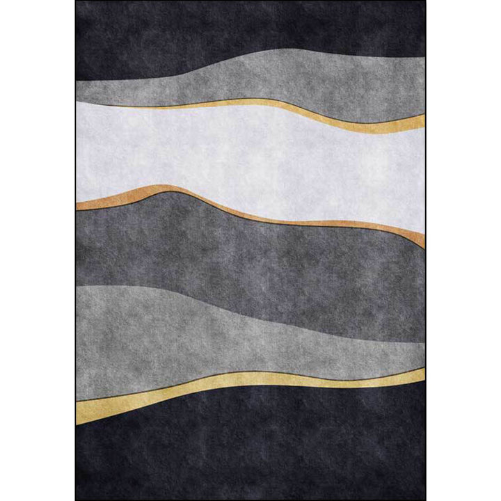 Unique color block rug Black and Gray Modern rug Polyester Washable Non-slip backing Rug for the living room | Bowlift