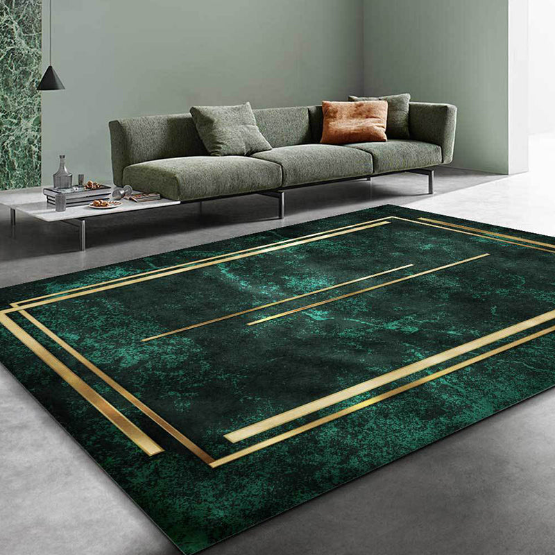 New Abstract Rug Green and Gold Polyester Rug Machine Washable Non-Slip Area Rug for the Bedroom | Bowlift