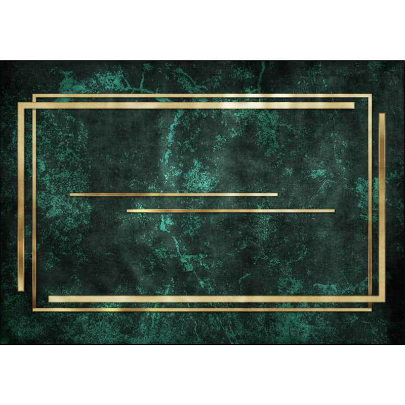 New Abstract Rug Green and Gold Polyester Rug Machine Washable Non-Slip Area Rug for the Bedroom | Bowlift