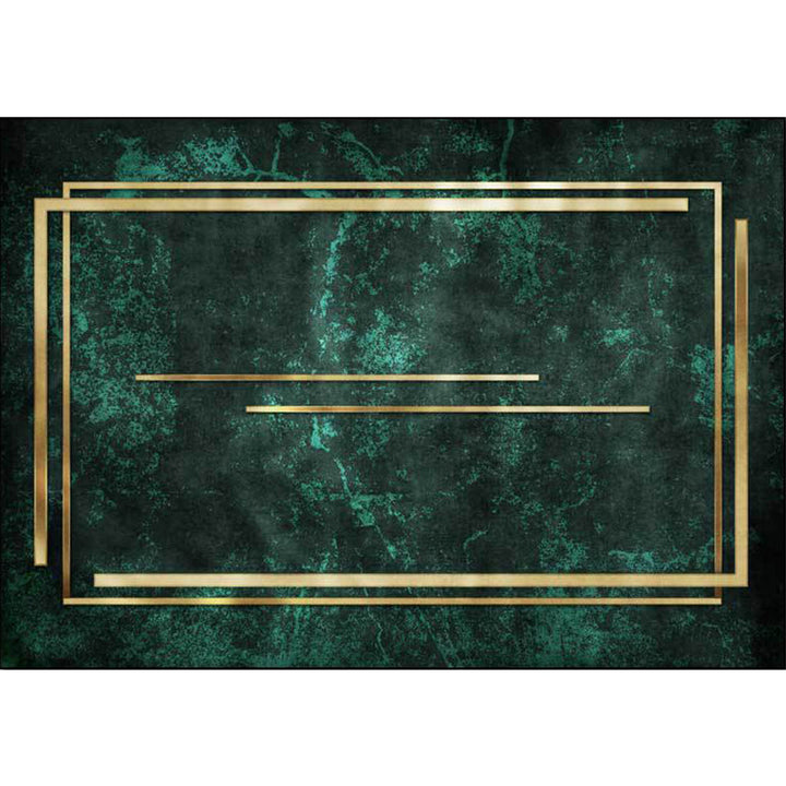 New Abstract Rug Green and Gold Polyester Rug Machine Washable Non-Slip Area Rug for the Bedroom | Bowlift
