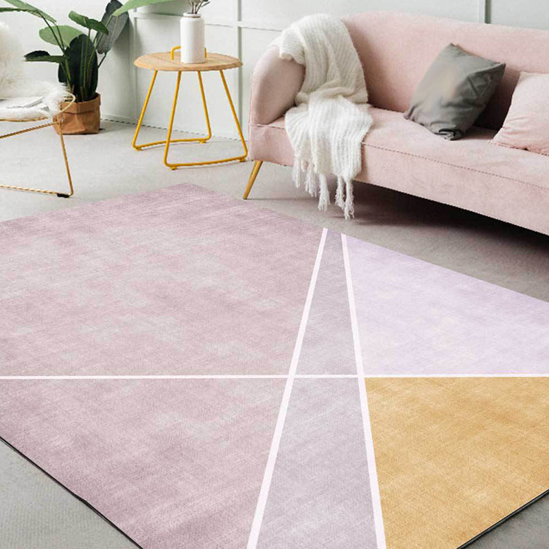 Pink and Yellow Novelty Carpet Polyester Color Block Carpet Washable Non-Slip Back Carpet for Living Room | Bowlift