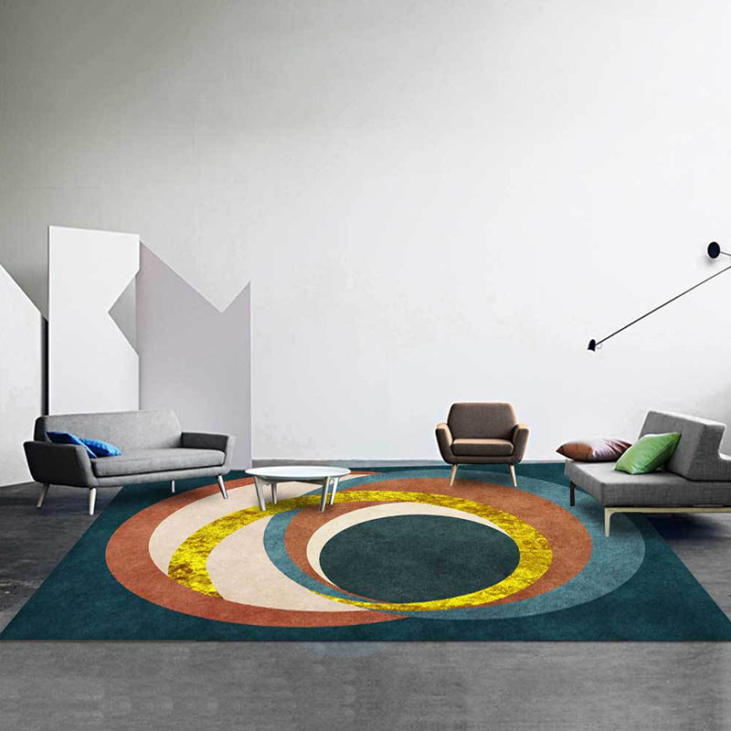 Unique Colorblock Rug Green Multicolor Nordic Rug Polyester Washable Non-Slip Back Living Room Rug | Bowlift