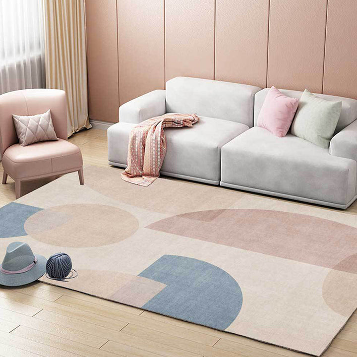 Funky Colorblock Rug Light Brown Modern Rug Polyester Washable Non-Slip Back Rug for the Living Room | Bowlift