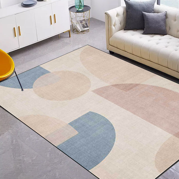 Funky Colorblock Rug Light Brown Modern Rug Polyester Washable Non-Slip Back Rug for the Living Room | Bowlift
