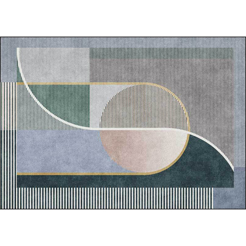 Unique striped carpet green and gray Nordic carpet polyester washable non-slip backing carpet for the living room | Bowlift