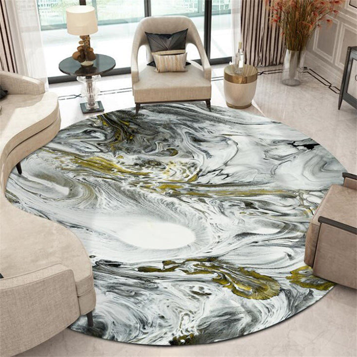 Modern Living Room Rug in Black and White Abstract Oil Painting Print Rug Polyester Machine Washable Rug | Bowlift