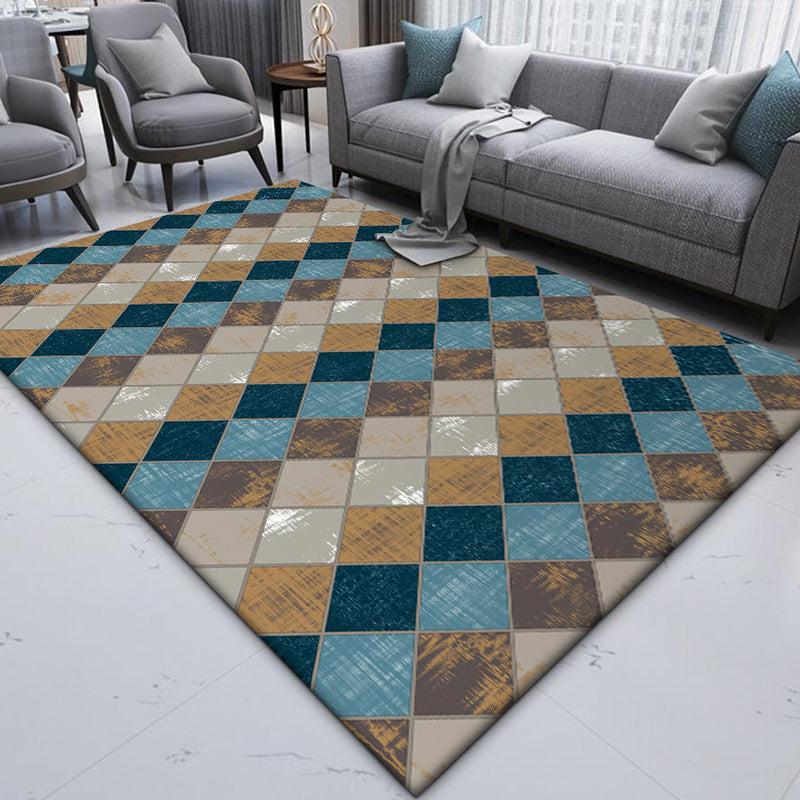 Colorful Bedroom Rug Modern Geometric Diamond Pattern Area Rug Polyester Stain Resistant Rug | Bowlift