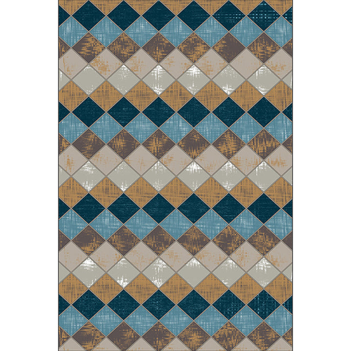 Colorful Bedroom Rug Modern Geometric Diamond Pattern Area Rug Polyester Stain Resistant Rug | Bowlift