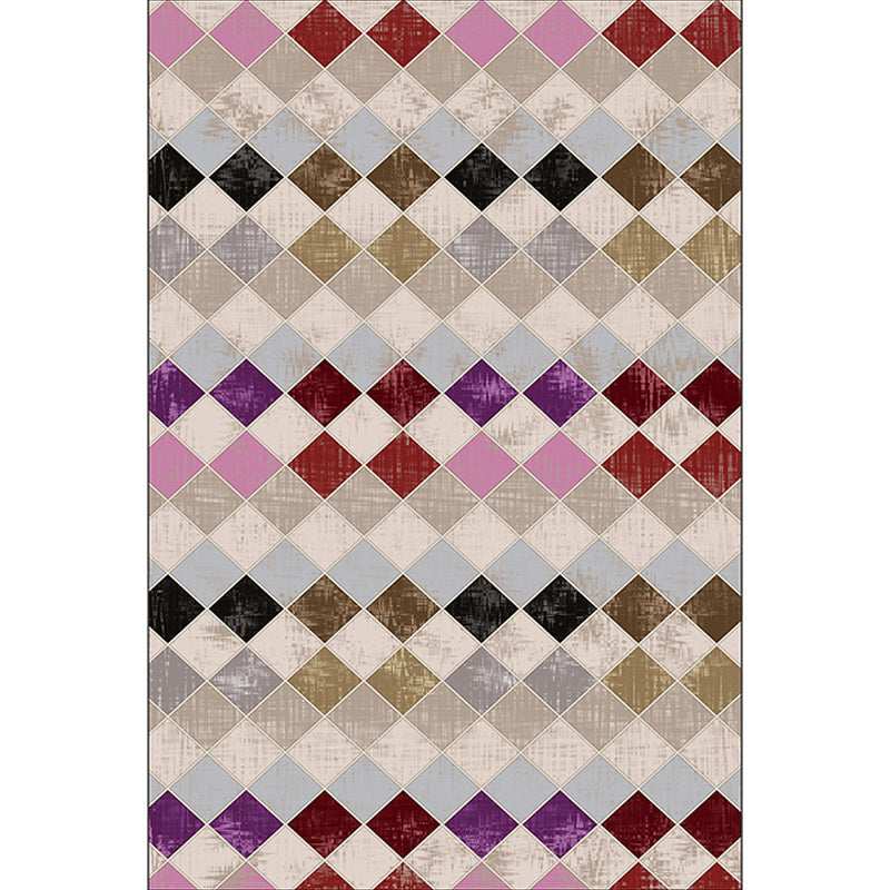 Colorful Bedroom Rug Modern Geometric Diamond Pattern Area Rug Polyester Stain Resistant Rug | Bowlift