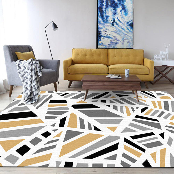 Minimalist modern rug in gray geometry irregular shape pattern rug polyester non-slip backing rug for home decor | Bowlift