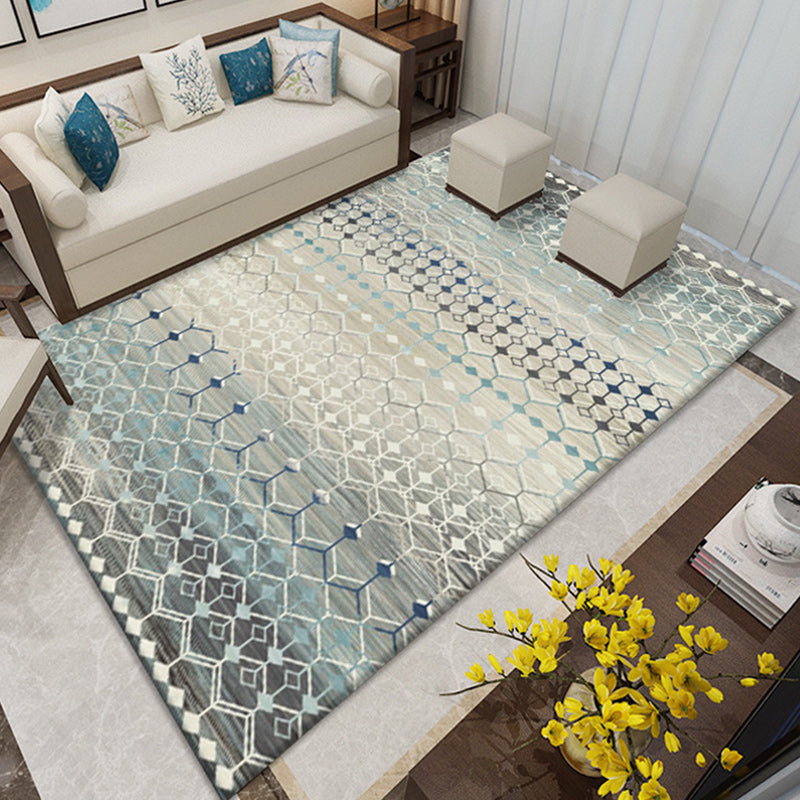 BowLift | American Southwestern rug in gray and white geometric floral pattern rug polyester non-slip rug for home decor