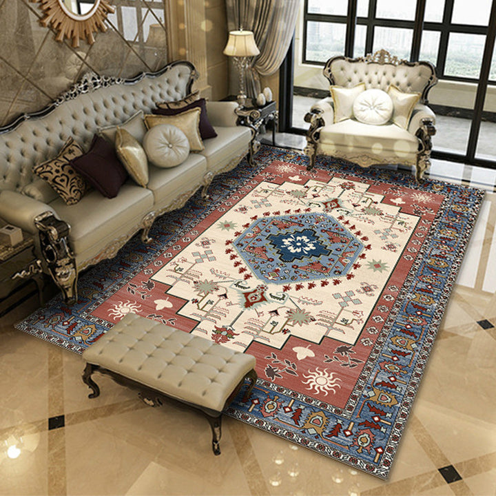 BowLift | American Southwestern rug in gray and white geometric floral pattern rug polyester non-slip rug for home decor