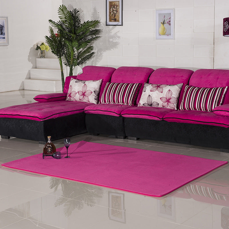 BowLift | Casual Living Room Rug in Green and Pink Solid Color Rug Polyester Pet-Friendly Area Rug