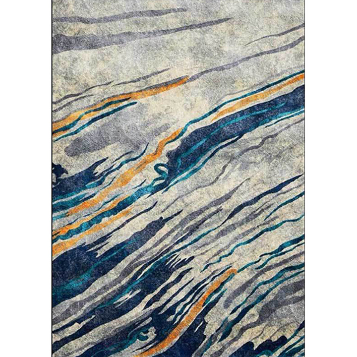 Modern rug for the living room in blue and gray with abstract pattern rug polyester stain-resistant rug area | Bowlift