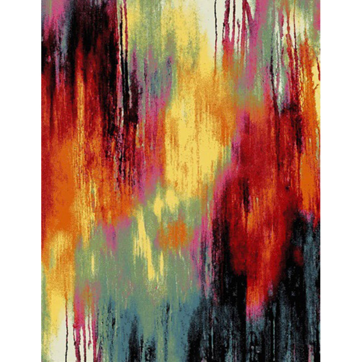 Colorful Bedroom Carpet Modern Abstract Painting Pattern Carpet Polyester Non-Slip Back Carpet | Bowlift